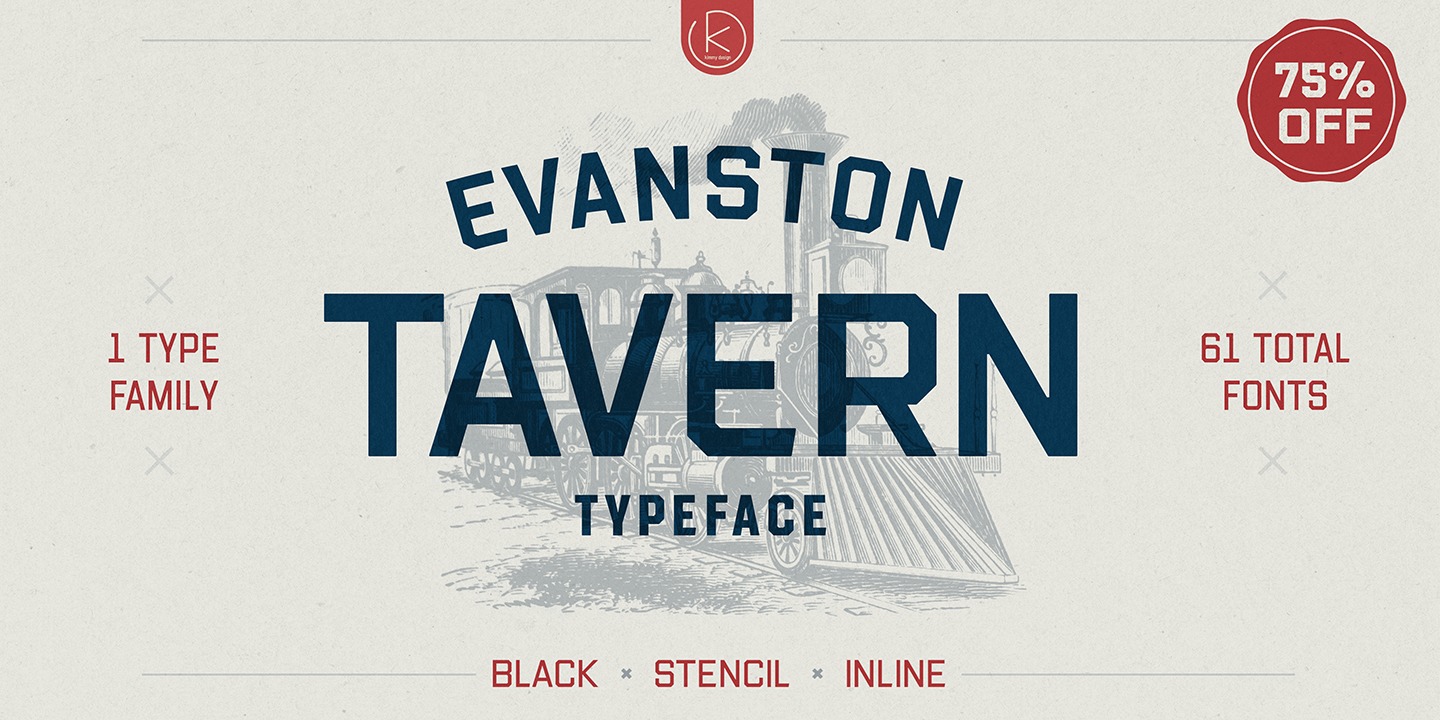 Beispiel einer Evanston Tavern 1826 Bold Inline-Schriftart